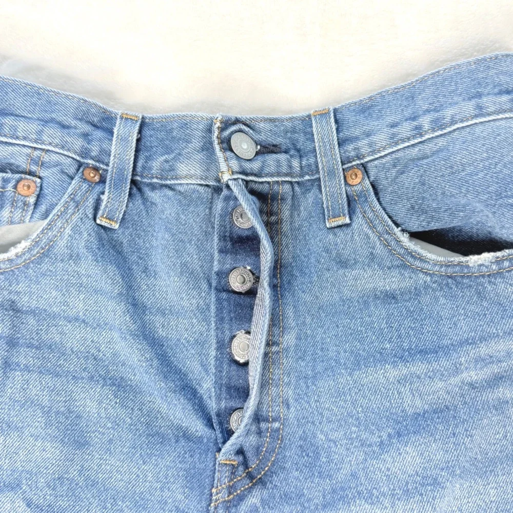 Levis 501 Original Cutoff Denim Shorts Medium Wash‎ Distressed Blue  30